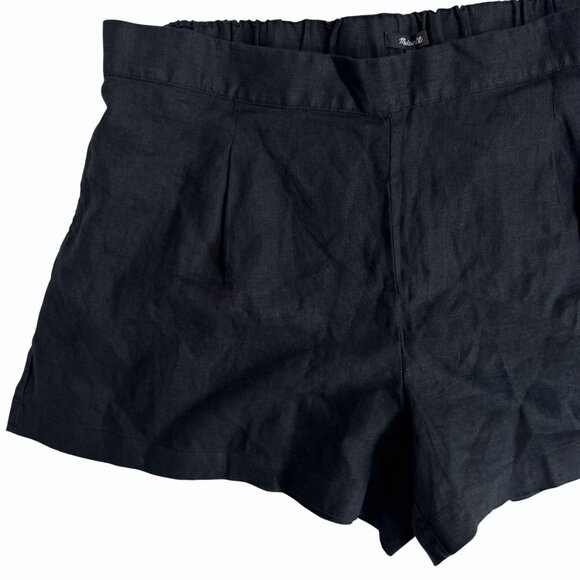 Madewell Clean Pull-On Shorts 100% Linen Black Plus Size 3X Lagenlook Beachy - Picture 4 of 12
